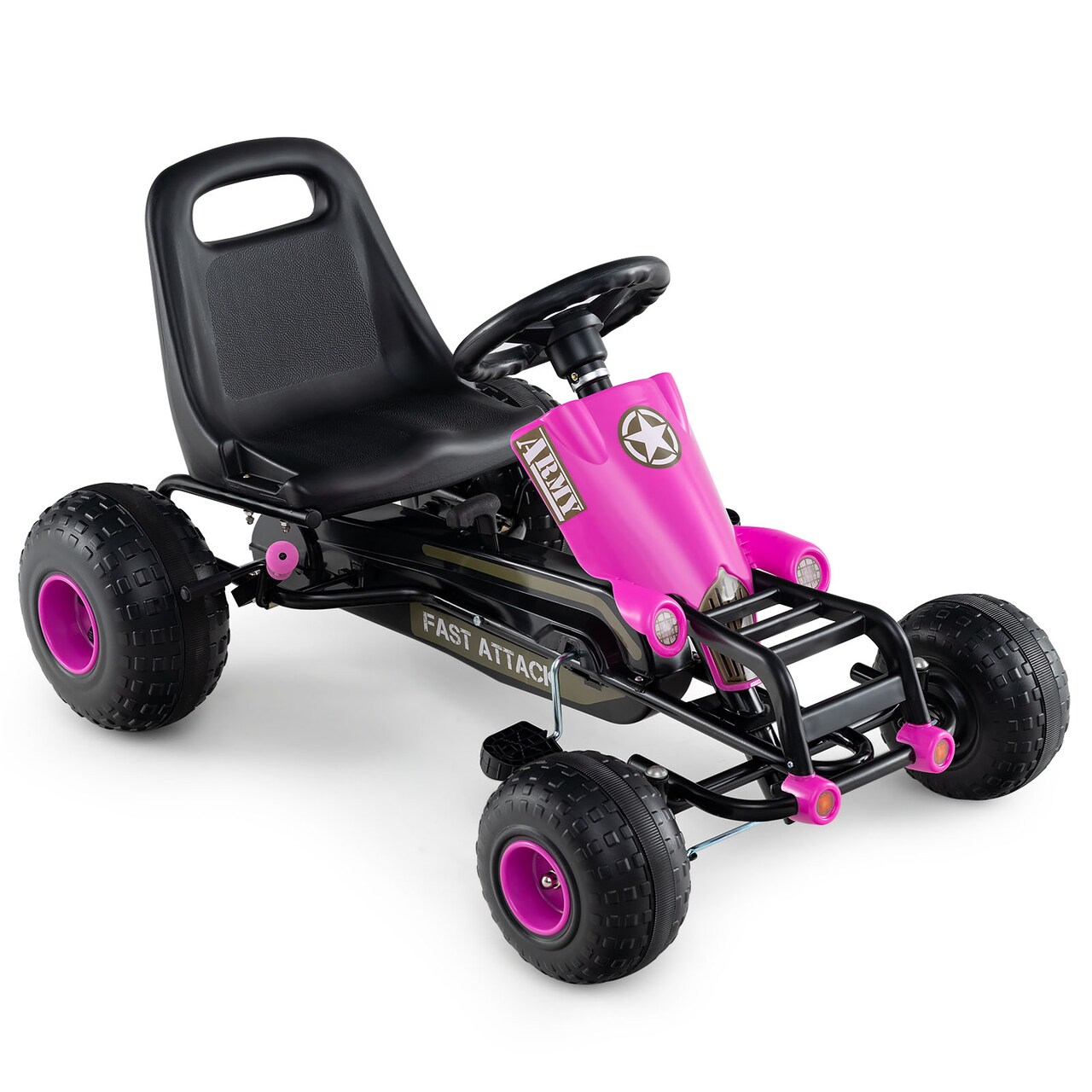Kids Ride-On Pedal Go Kart with Gear Shifter, Steering and Handbrake